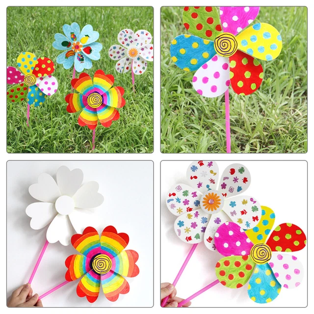 50 Stück Windräder Zum Selberbasteln – Papierwindmühlen Mit Plastikstäben (ca. 37 Cm), Perfekt Für Kinder, Partys & Sommeraktivitäten