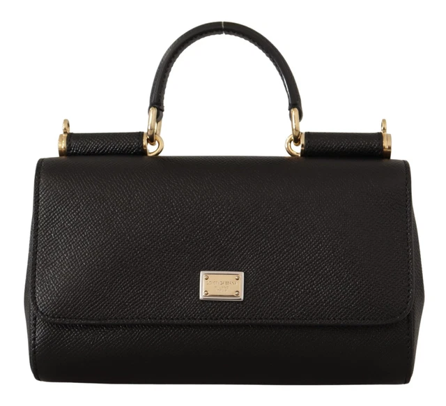 DOLCE & GABBANA Bag Purse Black Leather Sicily Clutch Shoulder Hand Borse Logo
