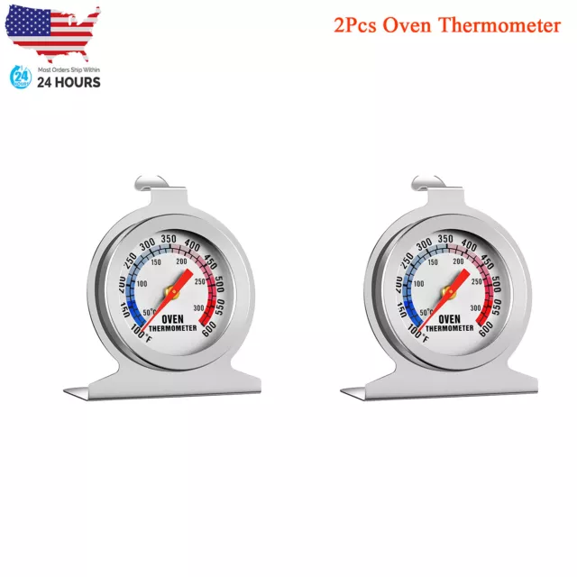 2x Oven Thermometer Classic Stand Up Food Meat Temperature Gauge Stainless Steel