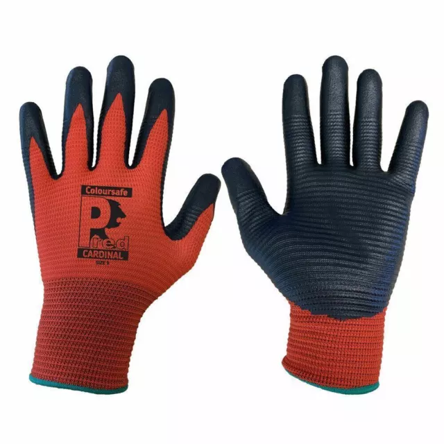 Pred Cardinal Nitrile Coated Palm Builders Safety Work Gloves Gardening