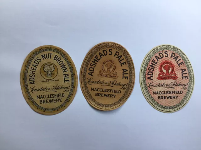 Lonsdale & Adshead Macclesfield Brewery 3 Vintage Beer Bottle Labels