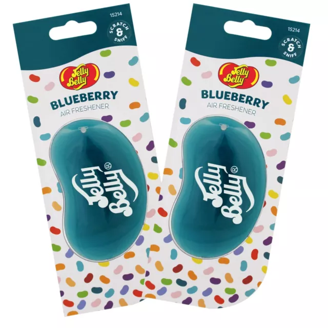 2 x Jelly Belly 3D Gel Car Air Freshener Freshner Fragrance Scent - BLUEBERRY