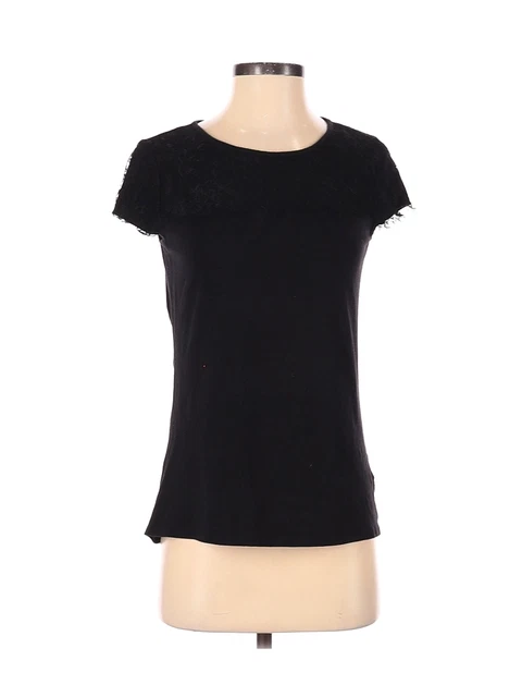Elle Women Black Short Sleeve Top S