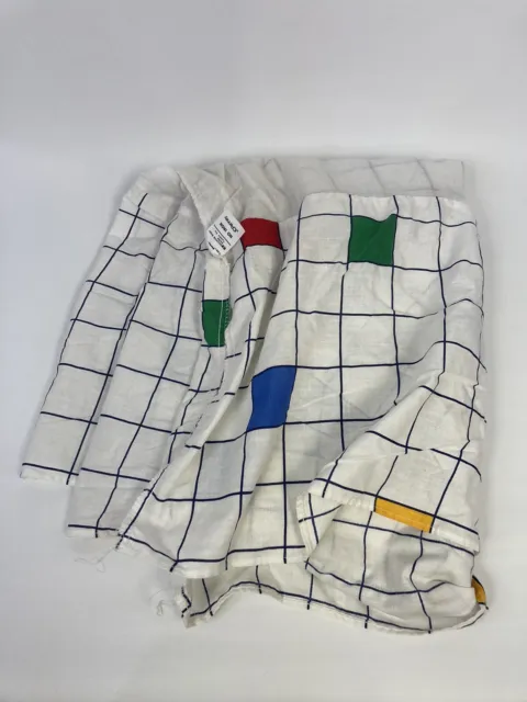VTG JC Penney 80s 90s Twin Bed Skirt Dust Ruffle Geometric Square Grid Vaporwave