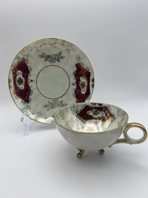 VTG Royal Sealy China Tea Cup & Saucer Gold Filigree Japan Ceramic China