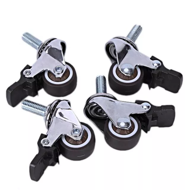 2X(4Pcs  Small Casters 1 Inch M8X15Mm Tpe Silent Wheels With Brake9519