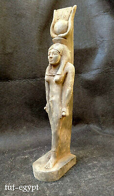 RARE Ancient Egyptian Statue  Hathor Goddess Of Joy Dance  Hieroglyphic Stone BC