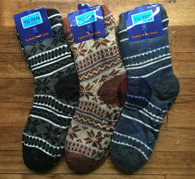 6 Pairs MEN Thick Fluffy Home Non-slip Warm Soft Fur Winter Bed Socks Slipper 2