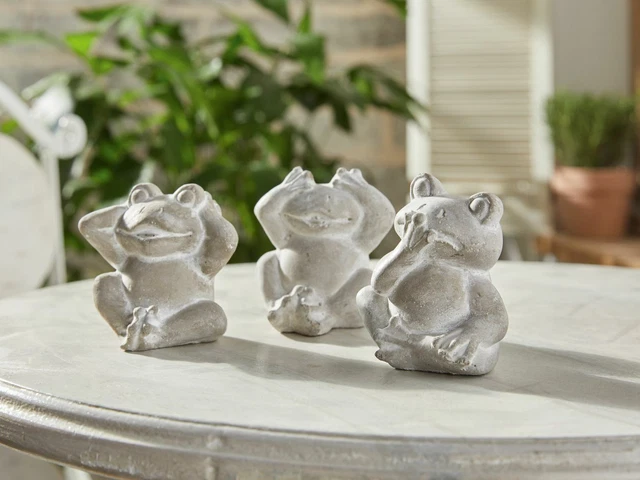 Salvare Set 2x Figura " Froschtrio ",3er Giardino Deko,Terrazza Balcone Animale,