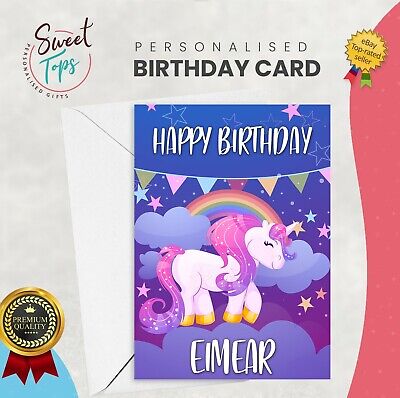 Personalizzato Compleanno Carta unicorno | qualsiasi nome | età