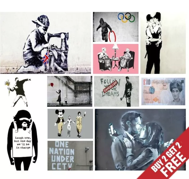 A3 BEST OF BANKSY POSTER OPTIONS Print Home Wall Décor Graffiti Street Artist