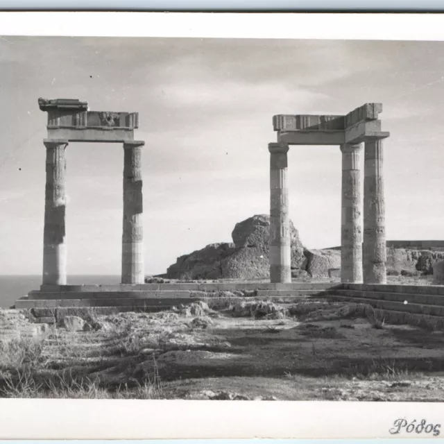 RARE Pre-Restoration Rhodes Greece RPPC Acropolis Lindos Ruin Ancient Photo A141