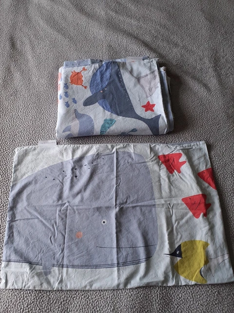 Funda de edredón Dunelm Sealife para niños pequeños azul algodón ballenas