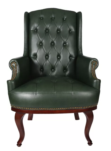 Chesterfield Wing Back Queen Anne High Back Fireside Armchair Sofa Chair Leather