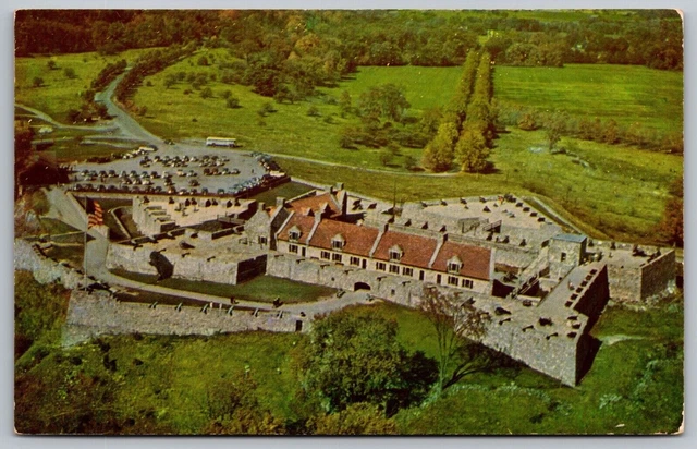 Aerial View Fort Ticonderoga New York NY Forest Star Redoubts Vintage Postcard