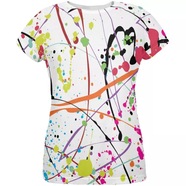 Splatter Paint White All Over Womens T-Shirt