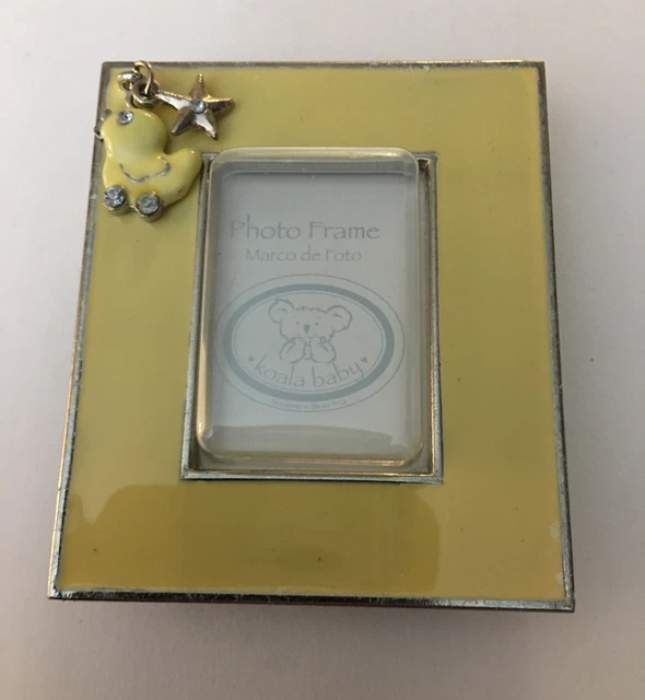 Koala Baby Metal Picture Frame.  Yellow With Star And Duck Charms.  1”x 1.5” Pic