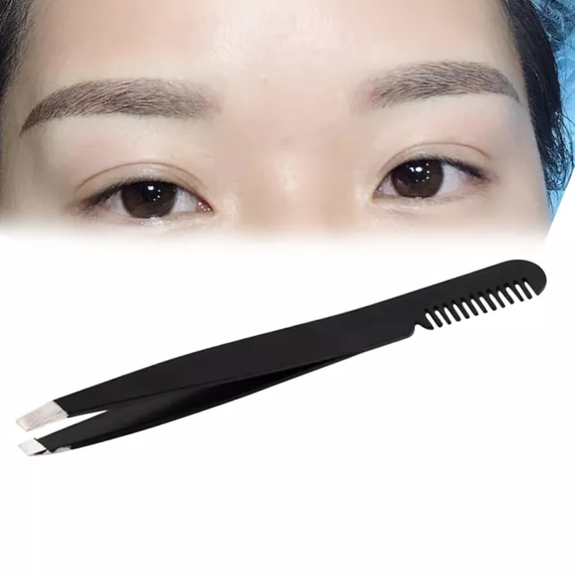 Eyebrow Tweezer with Eyebrow Brush Comb Stainless Steel Eyelashes Extension