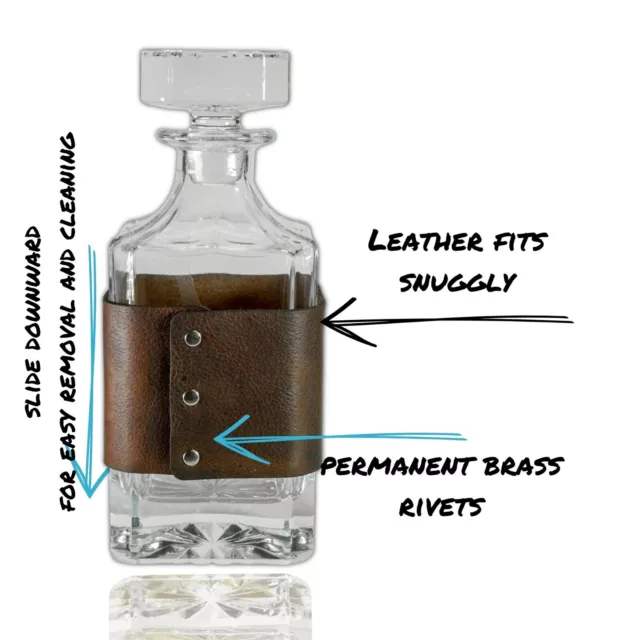 Personalized Leather Wrapped Whiskey Decanter - 750ml Glass Bottle 3