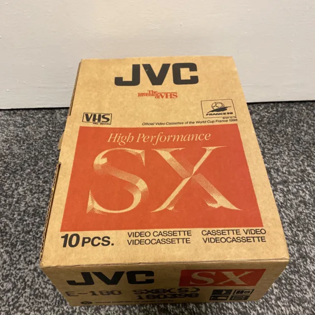 10x JVC E180 SX Blank VHS Video Tapes High Performance 3 Hours New Sealed BB1B