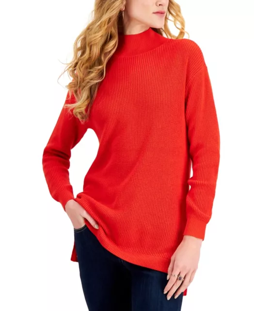 Style & Co Women's Petite Size PS Red Mock Neck Winter Sweater NwT