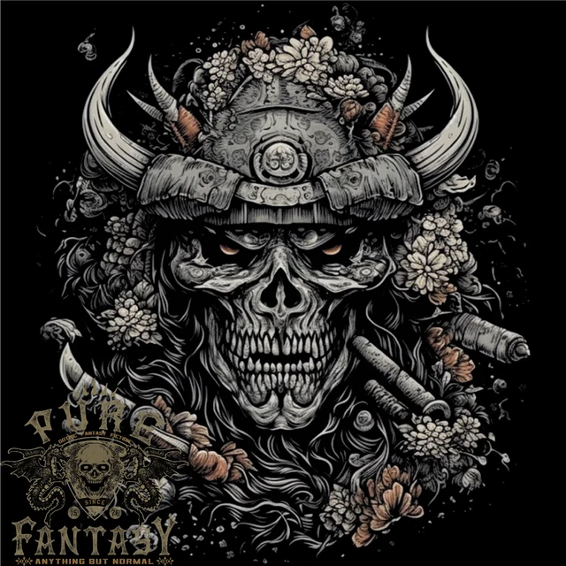 Samurai Skull Fantasy Warrior Bushido Ronin Mens Cotton T-Shirt Tee Top