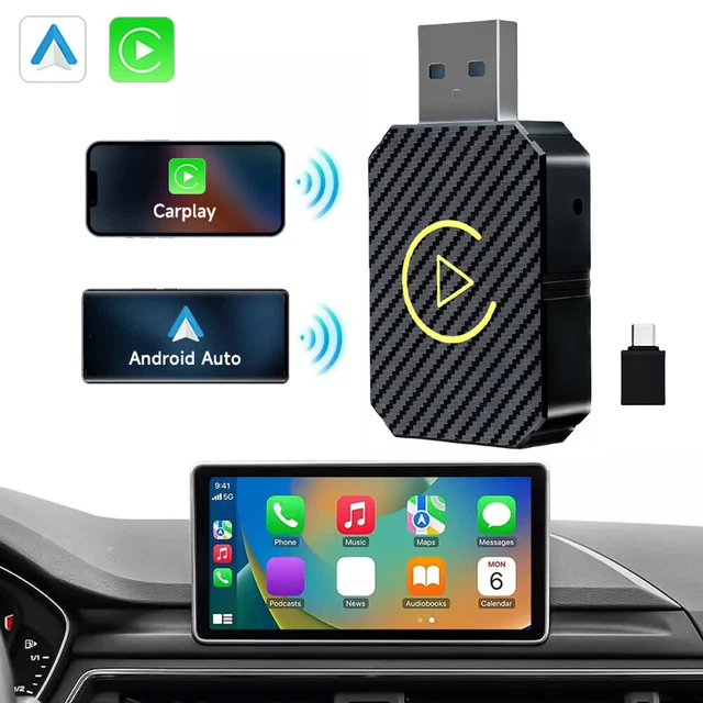 WIRELESS CARPLAY ANDROID Auto Adapter USB Car Dongle Connect Box 2 in 1 ...