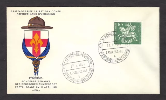 1961 Germany Boy Scout St George FDC EB cachet large