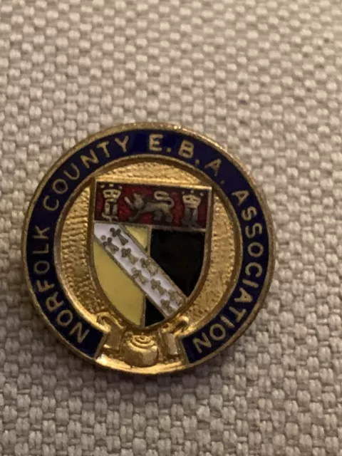 Vintage Norfolk County EBA Association Bowling Bowls Metal Pin Badge