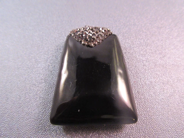 Black Polymer Clay Rhinestone Pendant 1pc