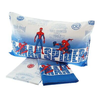 Completo Lenzuola Marvel Spiderman set letto singolo Uomo Ragno puro cotone 100%
