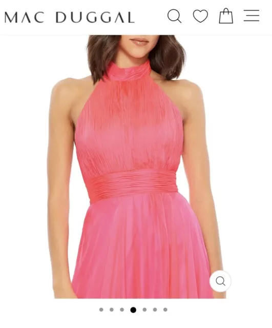 Vestido de gasa Mac Duggal cuello alto talla 14 rosa caliente 3