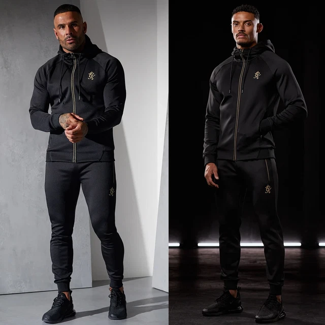 Gym King Mens Poly FULL TRACKSUIT Designer Zip Hoodie Track Pant Joggers Bottoms