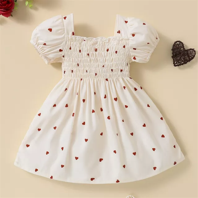 Infant Newborn Toddler Baby Girls Short Bubble Sleeve Print Princess Dress