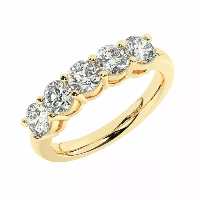 1.50ct Prong Set Round Brilliant Cut Diamond Five Stone Ring in 18K Yellow Gold