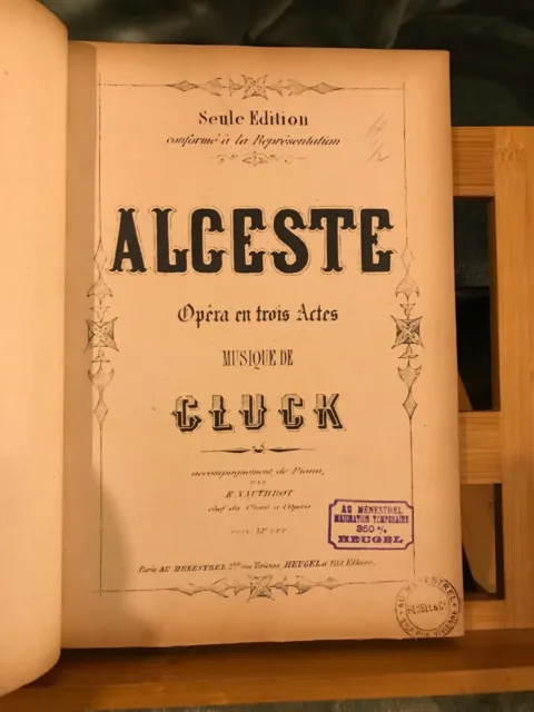 Gluck Alceste partition chant piano ancienne version française éditions Heugel