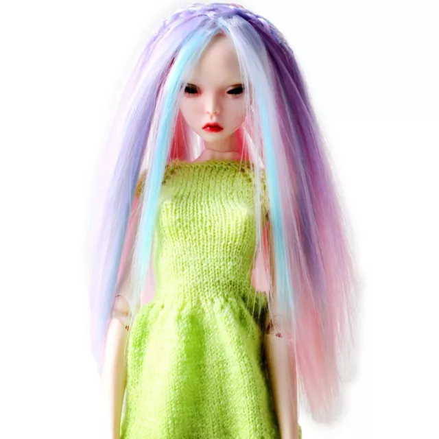 Popovy sisters doll wig unicorn, long straight hair for 1:4 scale BJD doll, pink