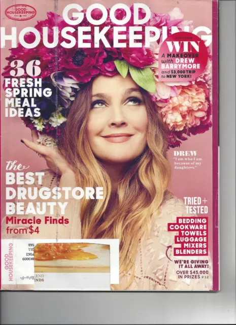 GOOD HOUSEKEEPING Magazine May 2016 Drew Barrymore Spring Meal Ideas