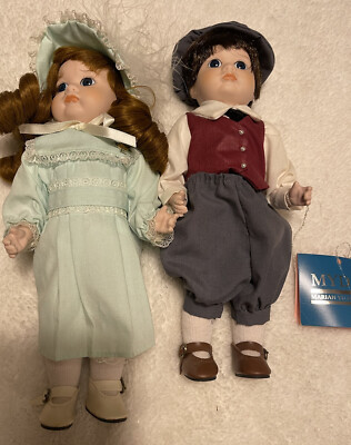 Twin dolls (Edwardian) Marian Yu Designs, Heirloom, Porcelain w Box, 10" MYD