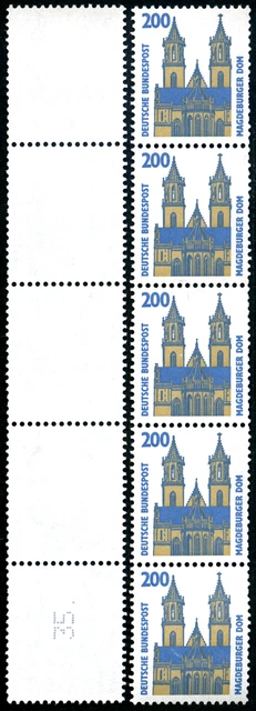 Bund 200 Pf, MiNr 1665y Mischpapier mit wenig Melierfasern, 5er Streifen, **