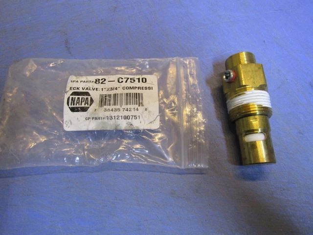 1 – NAPA 82-C7510 Air Compressor Intake Check Valve 1" x 3/4", 1312100751. NEW