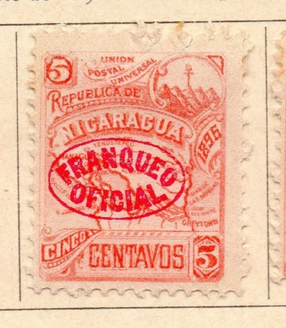 Nicaragua 1896 Early Issue Fine Mint Hinged Optd Franqueo Official 5c. 155310