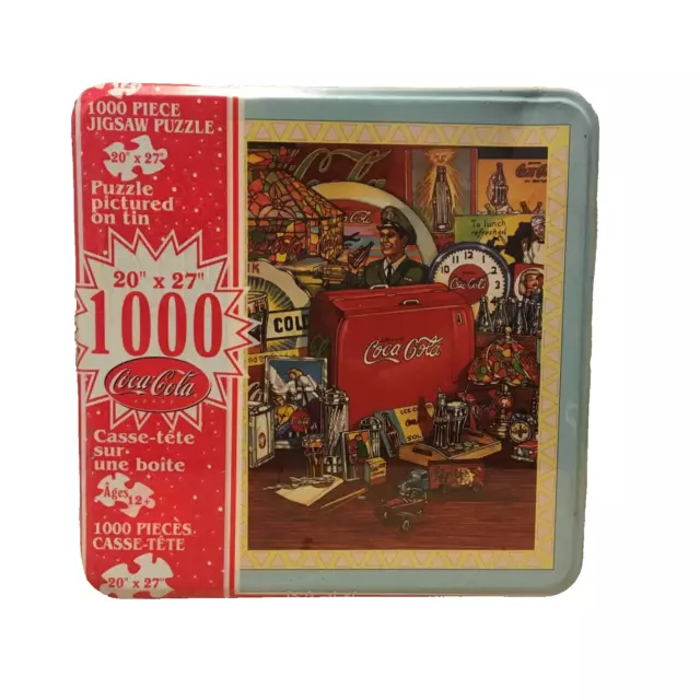 Vintage Coca Cola Jigsaw Puzzle 20" x 27" 1000 Piece Collectible Tin Sealed