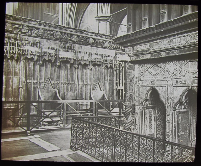 Glas Magic Laterne Rutsche WESTMINSTER ABBEY KRÖNUNGSSTUHL C1890 .... FOTO