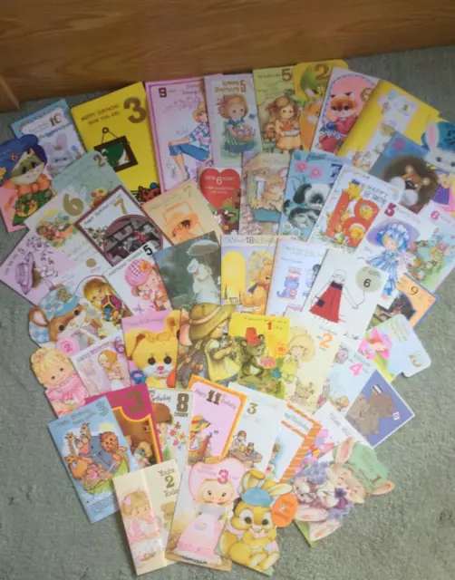 Job Lot Vintage Birthday Cards Mainly 70-80s Childrens Age USED Crafts Scrapbook