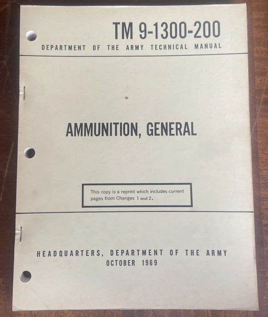 DEPARTMENT OF THE Army Technical Manual Tm 9 1300200 Ammunition