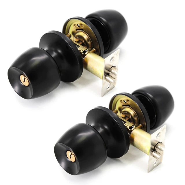 2 Pack Door Knobs with Lock and Key for Left and Right Handed Entry Doors Keyed