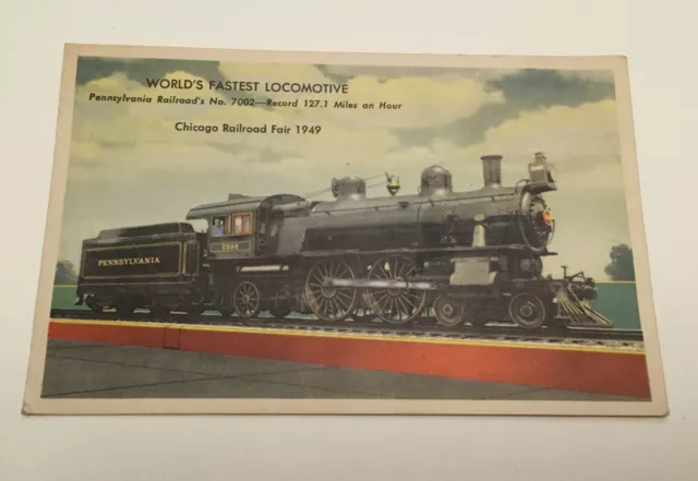 Vintage postcard World’s Fastest Locomotive Chicago Railroad Fair 1949