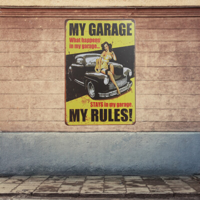 cartello in metallo garage bar RXsXianR Targa in latta vintage con segnale igienico per decorazione da parete 20 x 30 cm per casa 