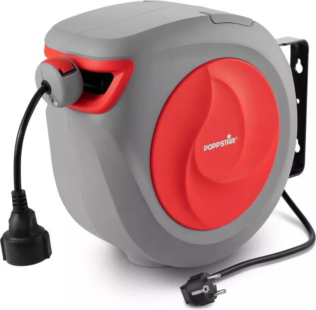 Poppstar Enrouleur de Câble Automatique 15m + 1,5m (max. 2500W) Auto-enroulant I